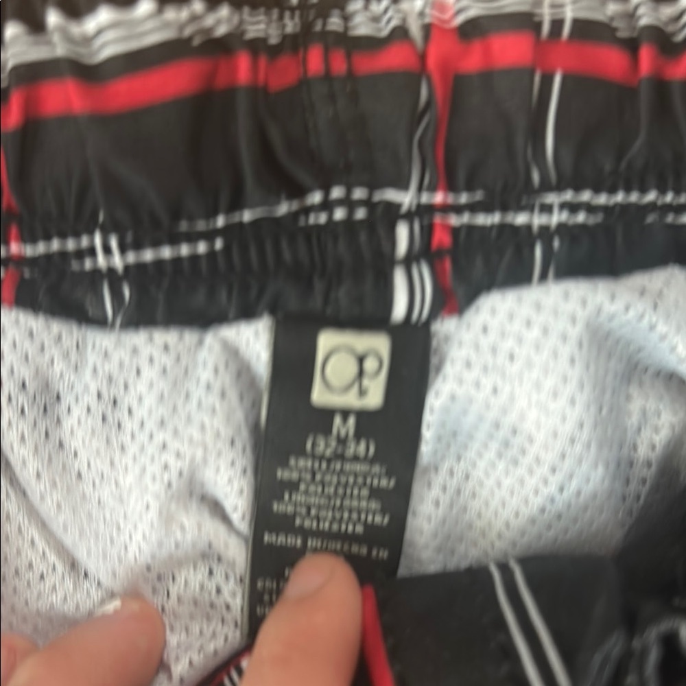 Black and Red Plaid Men's bathing suit - Picture 4 of 4